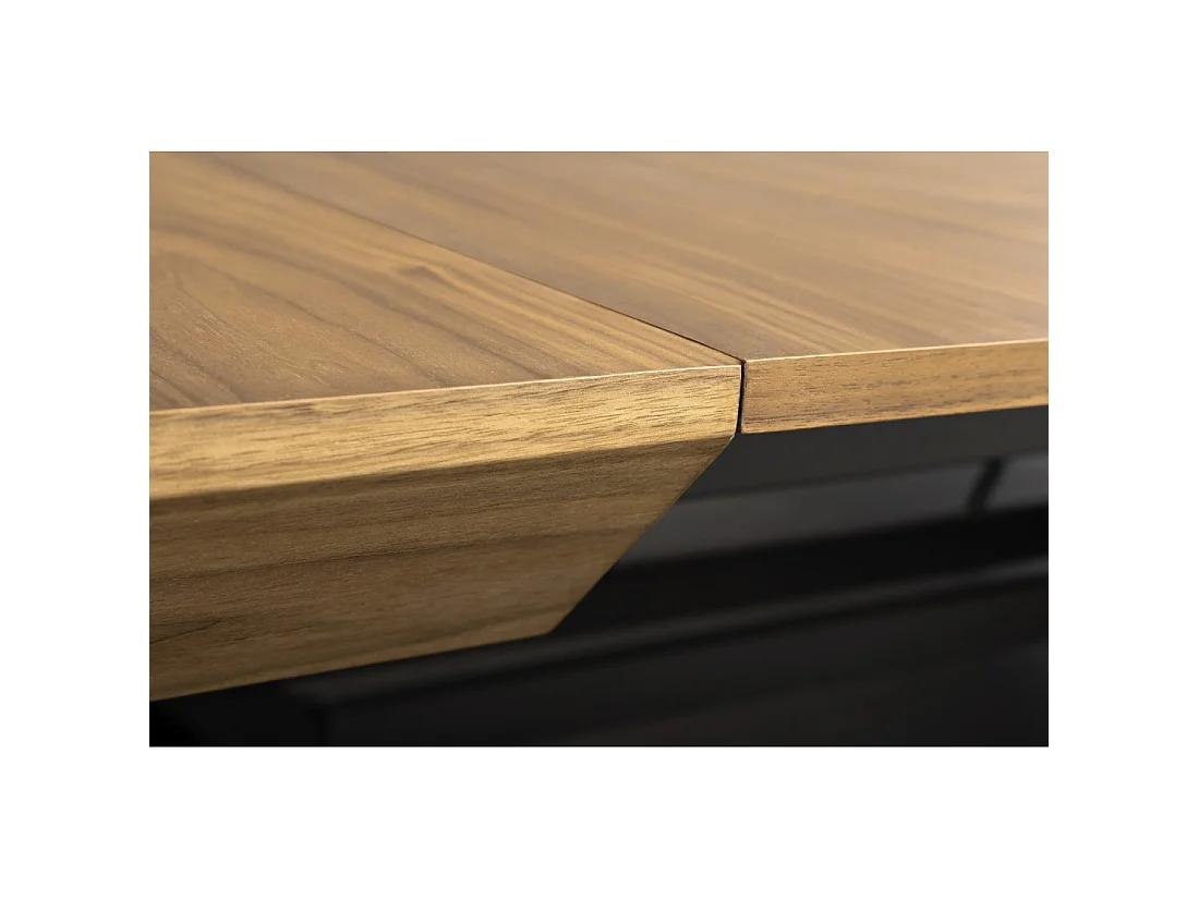 Eettafel RADIAM - Donker notenhout gefineerd MDF en metaal - 200-320 cm - Uitschuifbaar