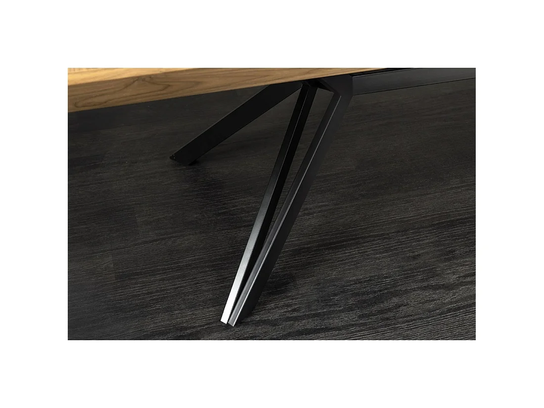 Eettafel RADIAM - Donker notenhout gefineerd MDF en metaal - 200-320 cm - Uitschuifbaar