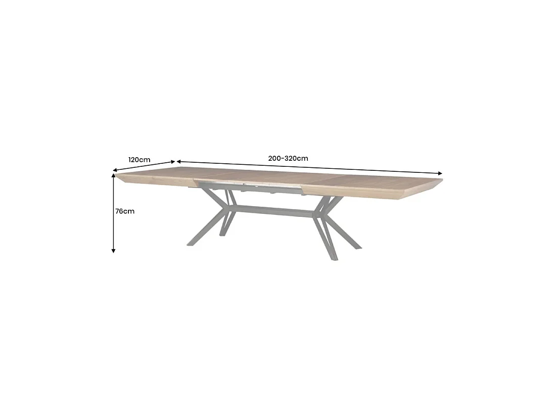 Eettafel RADIAM - Donker notenhout gefineerd MDF en metaal - 200-320 cm - Uitschuifbaar