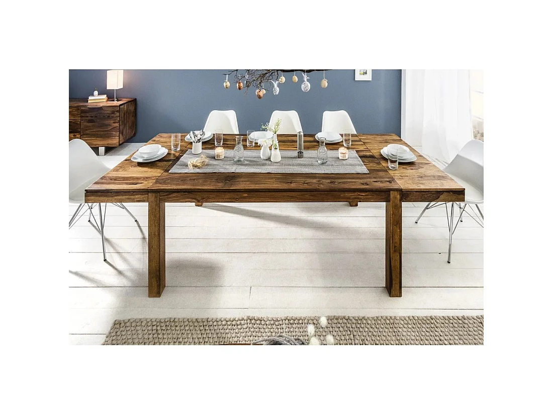 Table de salle à manger TAVINA 160–240 cm – Table extensible en bois massif de Sheesham verni