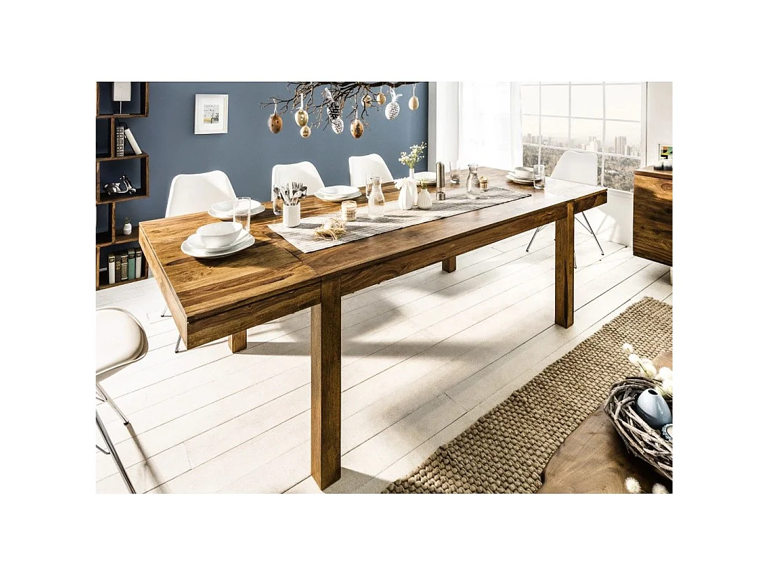 Table de salle à manger TAVINA 160–240 cm – Table extensible en bois massif de Sheesham verni