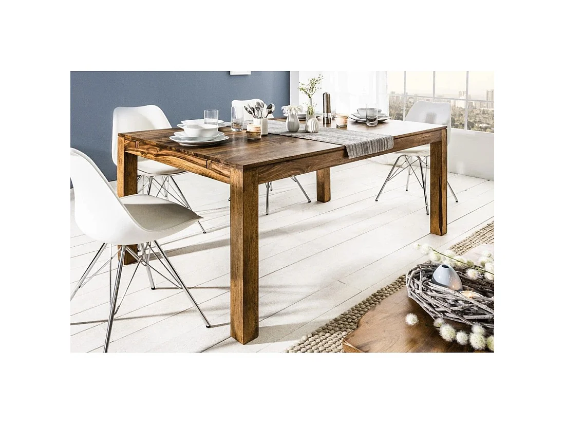 Table de salle à manger TAVINA 160–240 cm – Table extensible en bois massif de Sheesham verni