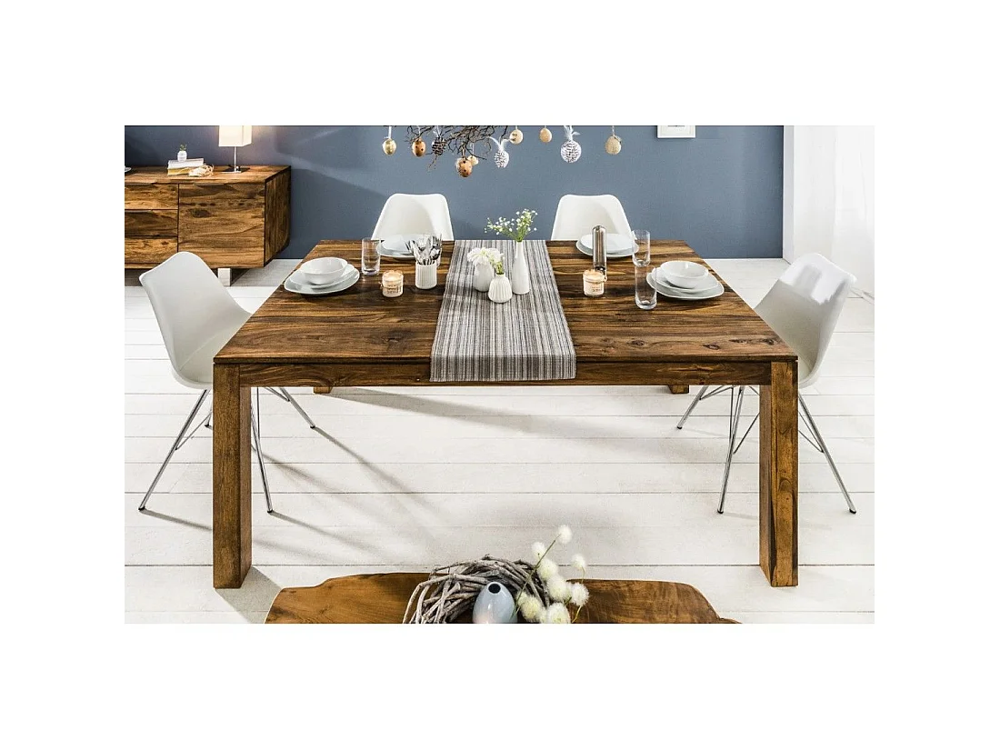 Table de salle à manger TAVINA 160–240 cm – Table extensible en bois massif de Sheesham verni