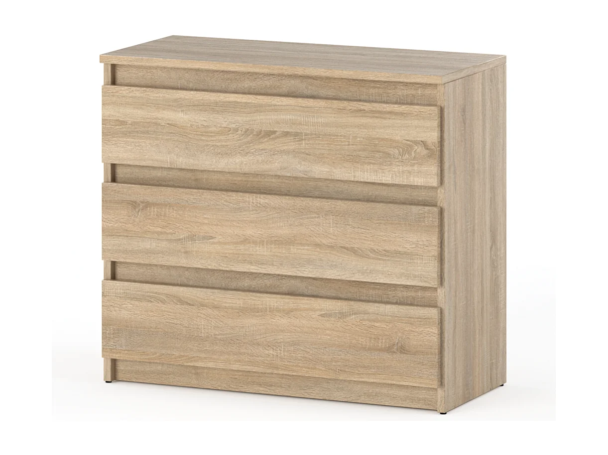 Commode chêne Sonoma 3 tiroirs 80 cm,  meuble TV pour salon ou chambre