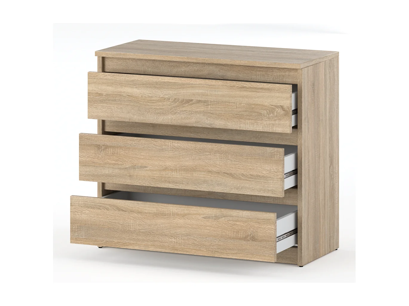 Commode chêne Sonoma 3 tiroirs 80 cm,  meuble TV pour salon ou chambre