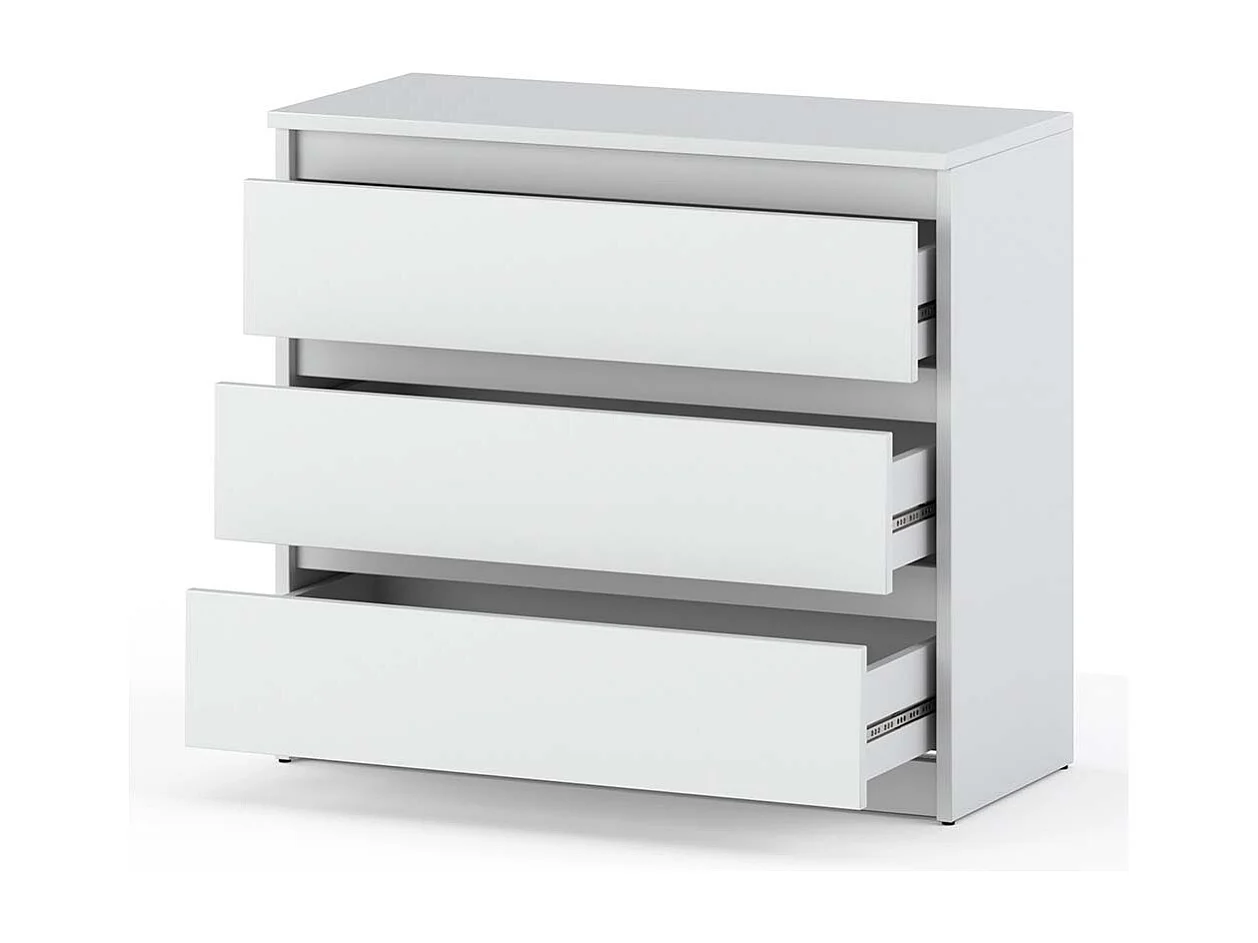 Commode Blanc mat  avec 3 tiroirs 80 cm – meuble TV, mobilier pour salon et chambre