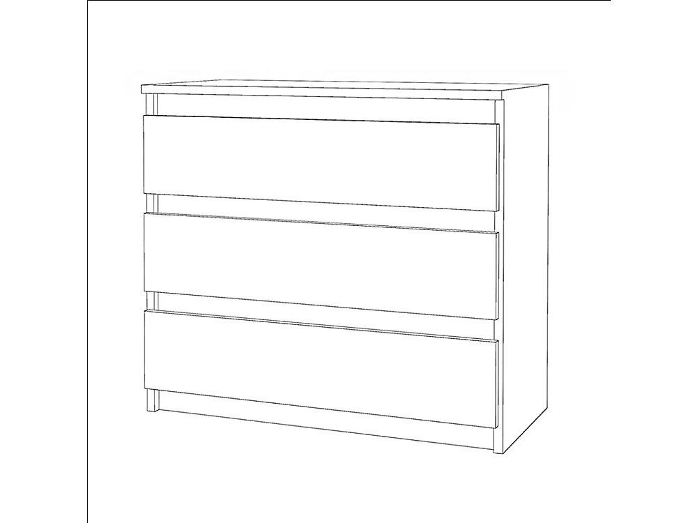 Commode Blanc mat  avec 3 tiroirs 80 cm – meuble TV, mobilier pour salon et chambre