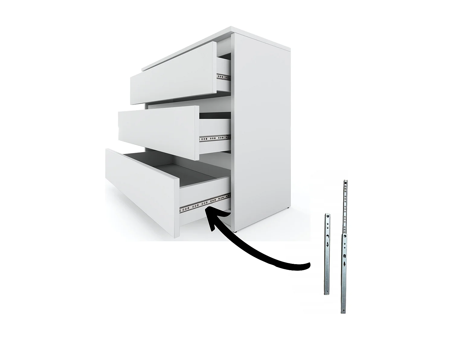 Commode Blanc mat  avec 3 tiroirs 80 cm – meuble TV, mobilier pour salon et chambre