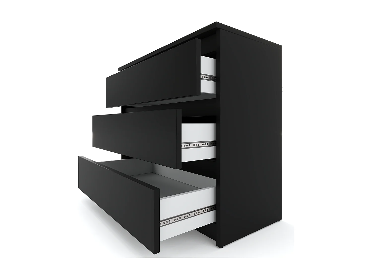 Commode noire avec 3 tiroirs 80 cm – meuble TV, mobilier pour salon et chambre