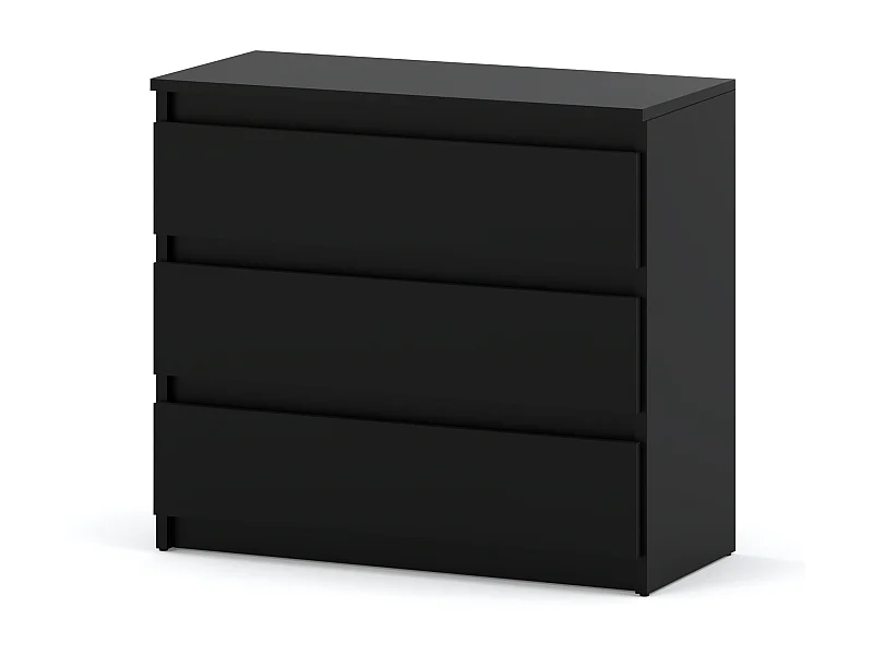 Commode noire avec 3 tiroirs 80 cm – meuble TV, mobilier pour salon et chambre