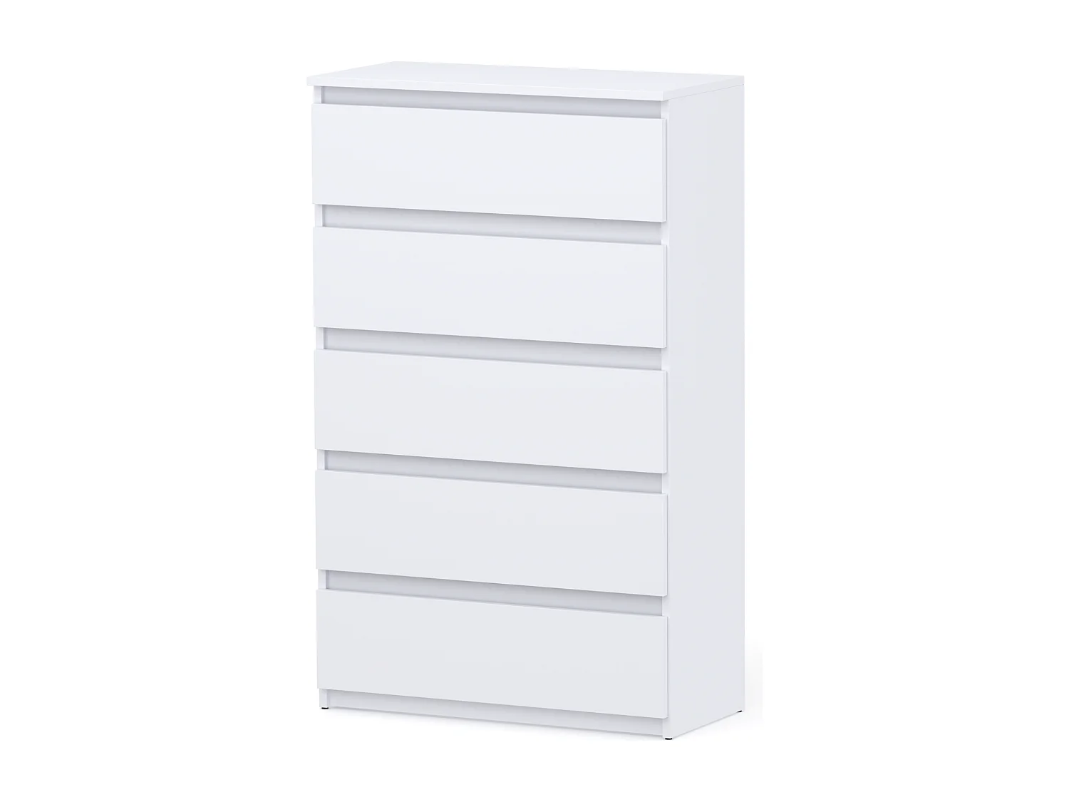 Cómoda blanca moderna, 70 cm, 5 cajones - Mueble TV espacioso para el salón