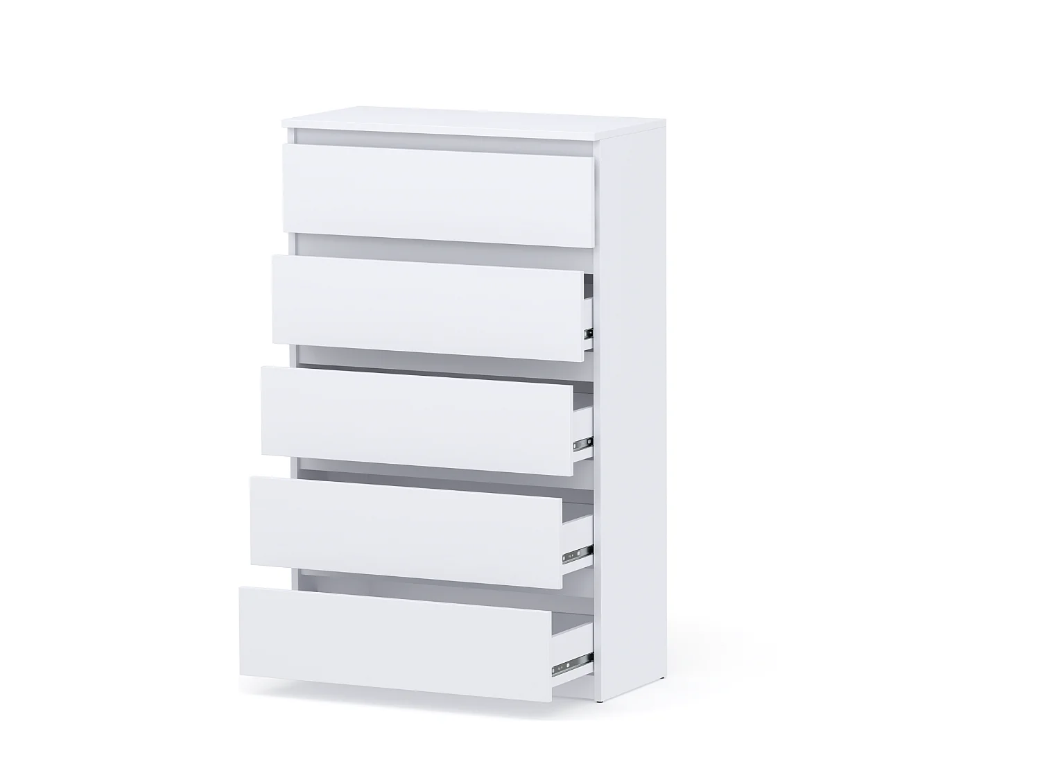 Cómoda blanca moderna, 70 cm, 5 cajones - Mueble TV espacioso para el salón