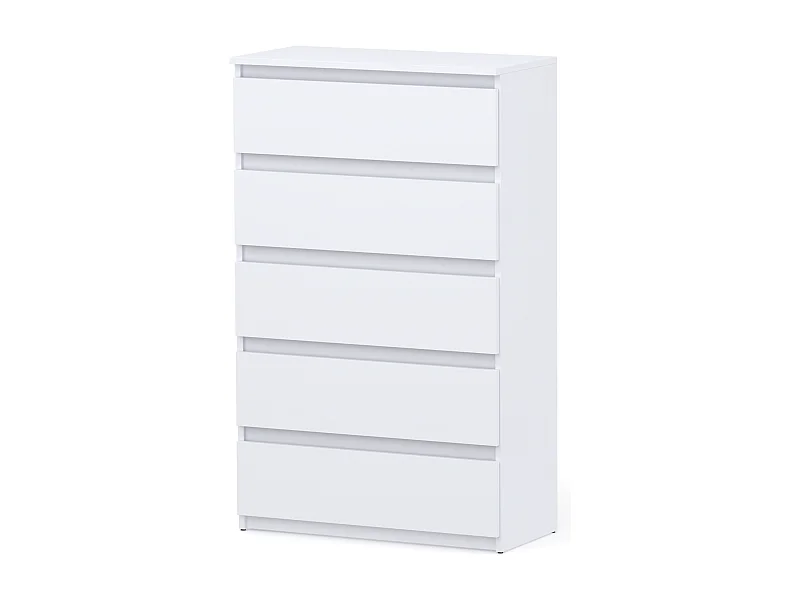 Commode blanche moderne 70 cm à 5 tiroirs – Meuble TV spacieux pour salon