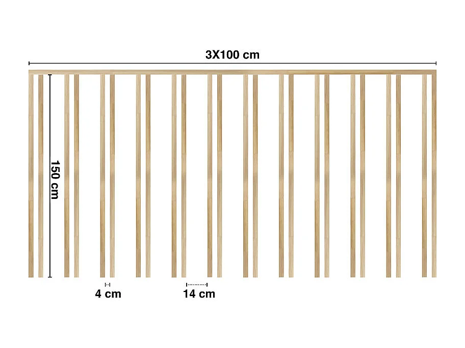 Kit de moulures murales en bois à 26 tasseaux de 150 cm - Pin des Landes - Prêt à coller et peindre - Iris - 3 mètres - Fabrication française