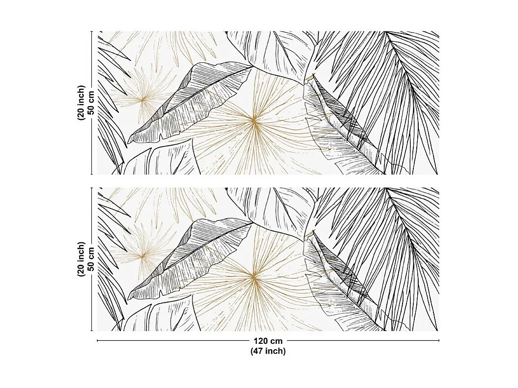 Crédence cuisine en aluminium - floral noir et doré - 240x50 cm (en 2 bandeaux)