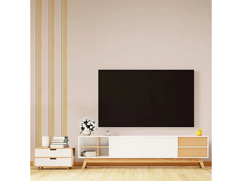 Kit de 6 moulures murales - demi-ronds Pin abouté - 6x(120x10cm) - Prêt à coller et peindre - Fabrication française