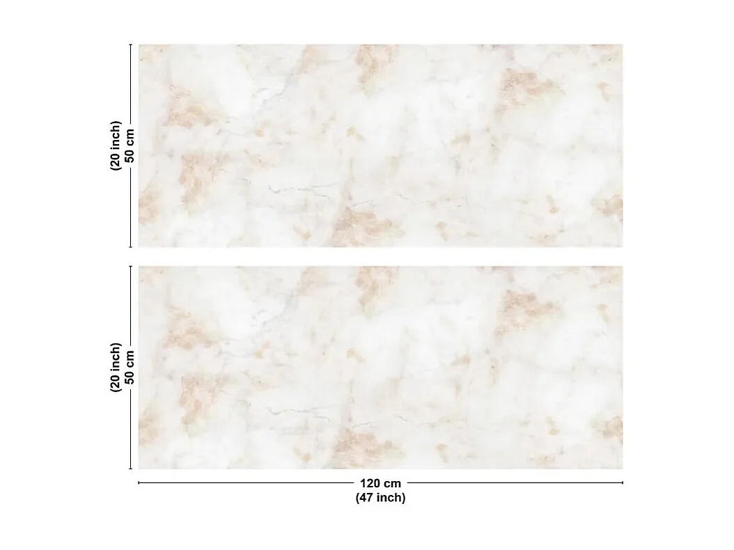 Crédence cuisine en aluminium - effet marbre beige - 240x50 cm (en 2 bandeaux)