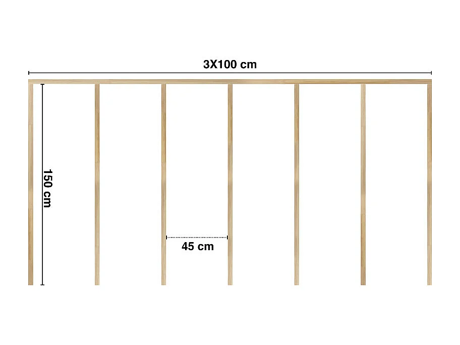 Kit de moulures murales en bois à 7 tasseaux de 150 cm - Pin des Landes - Prêt à coller et peindre - Gabrielle - 3 mètres - Fabrication française