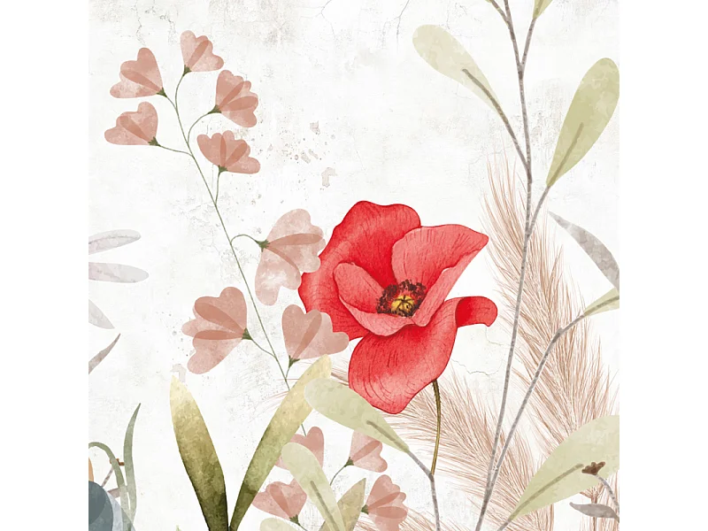 Lot de 2 panneaux de douche en PVC (90x220 & 120x220 cm) + profilés blanc - Herbier - Motif floral aquarelle - Multicouleur