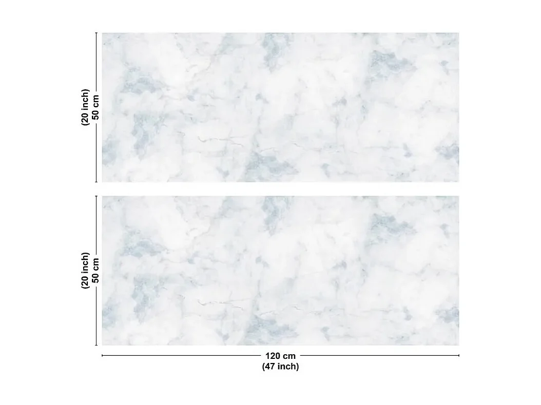 Crédence cuisine en aluminium - effet marbre bleu - 240x50 cm (en 2 bandeaux)