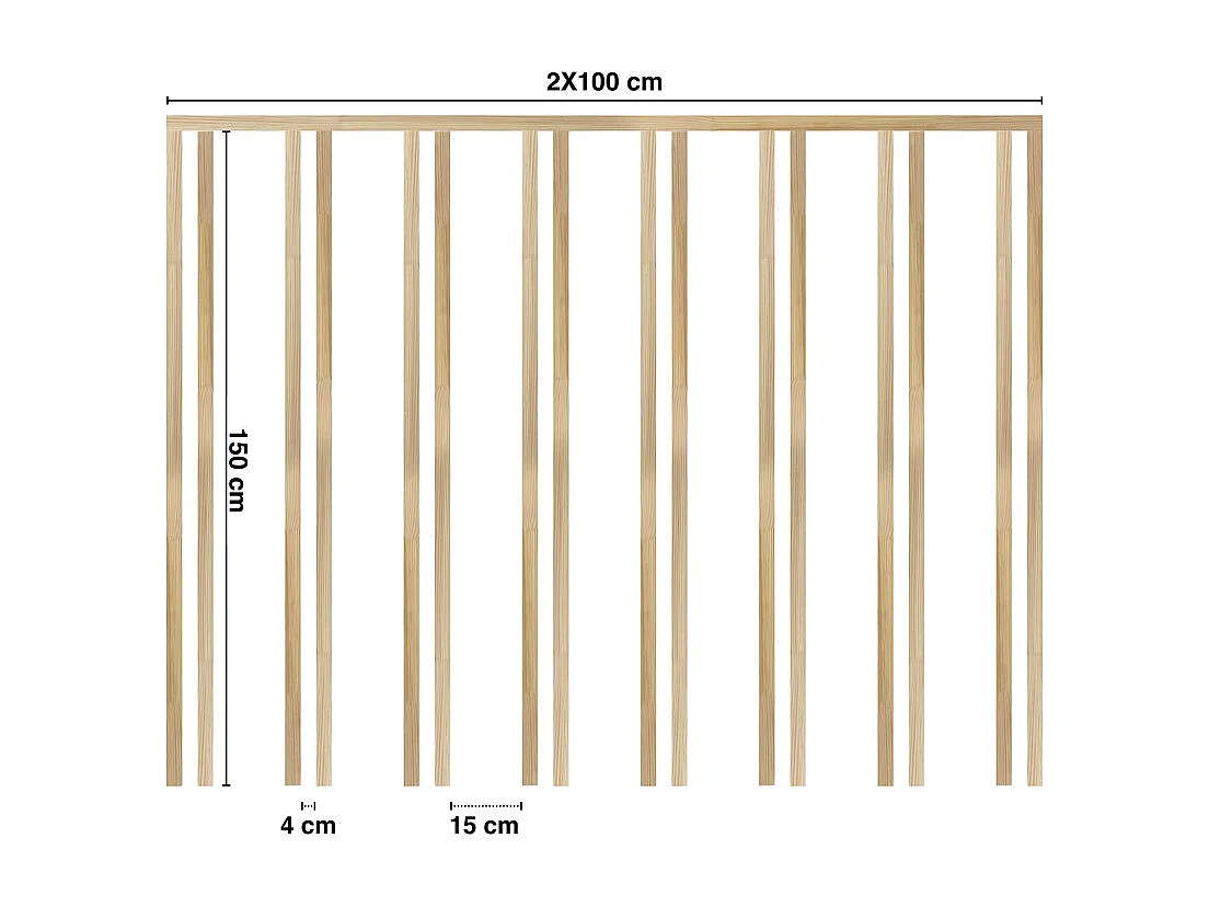 Kit de moulures murales en bois à 16 tasseaux de 150 cm - Pin des Landes - Prêt à coller et peindre - Iris - 2 mètres - Fabrication française