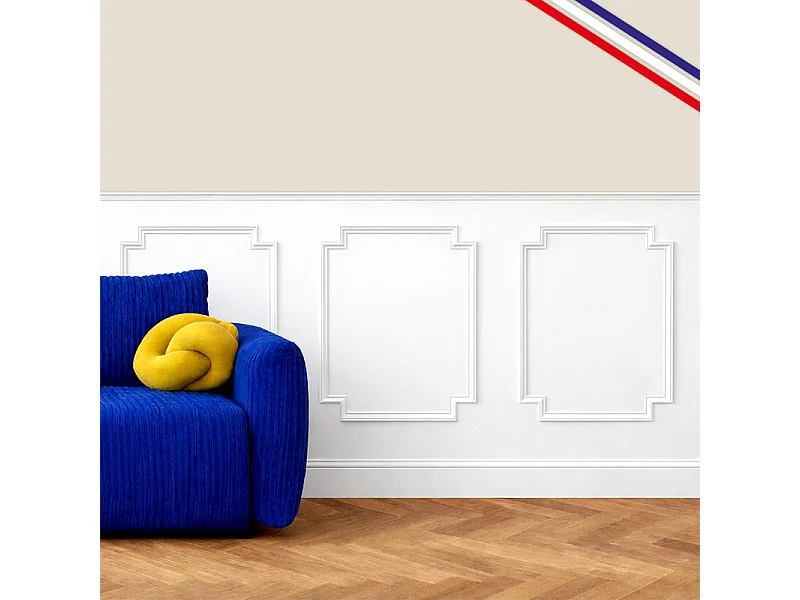 Kit de 3 moulures murales en bois - Pin des Landes - Prêt à coller et peindre - Salomé - 3 mètres - Fabrication française