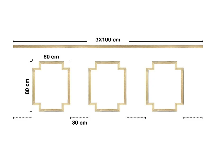 Kit de 3 moulures murales en bois - Pin des Landes - Prêt à coller et peindre - Salomé - 3 mètres - Fabrication française