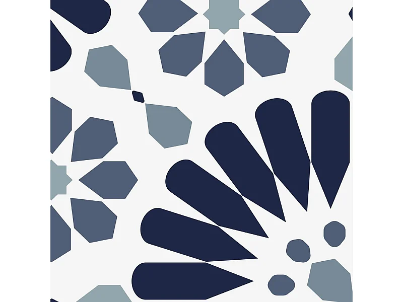 Crédence cuisine en aluminium - effet carreaux de ciment bleu - 240x50 cm (en 2 bandeaux)