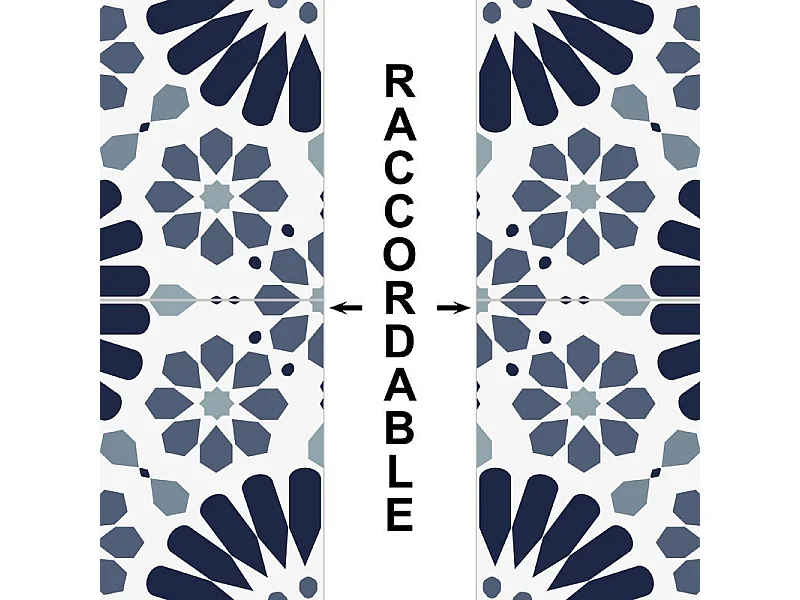 Crédence cuisine en aluminium - effet carreaux de ciment bleu - 240x50 cm (en 2 bandeaux)