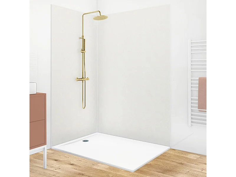 Lot de 2 panneaux de douche en PVC (90x220 & 120x220 cm) + profilés blanc - Pierre Claire - Blanc