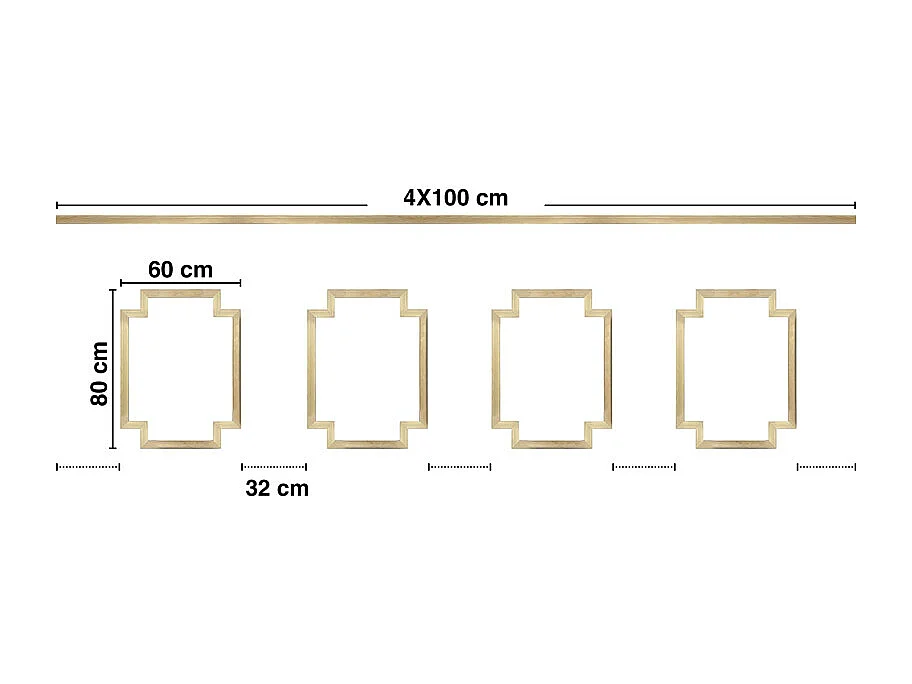 Kit de 4 moulures murales en bois - Pin des Landes - Prêt à coller et peindre - Salomé - 4 mètres - Fabrication française