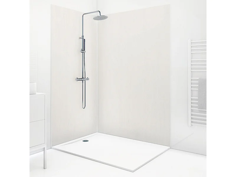 Lot de 2 panneaux de douche en aluminium (90x220 & 120x220 cm) + profilés blanc - Pierre Claire - Blanc