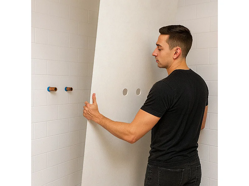 Lot de 2 panneaux de douche en aluminium (90x220 & 120x220 cm) + profilés blanc - Pierre Claire - Blanc