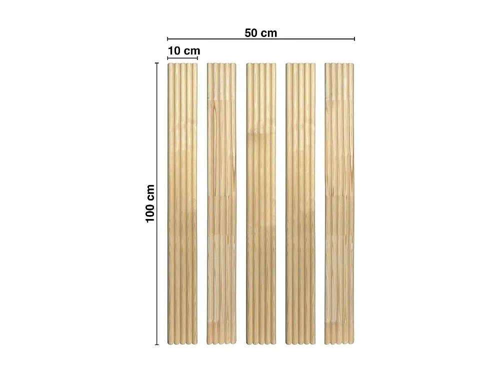 Kit de 5 moulures murales - demi-ronds - Pin abouté - 5x(10x100cm) - Prêt à coller et peindre - Fabrication française