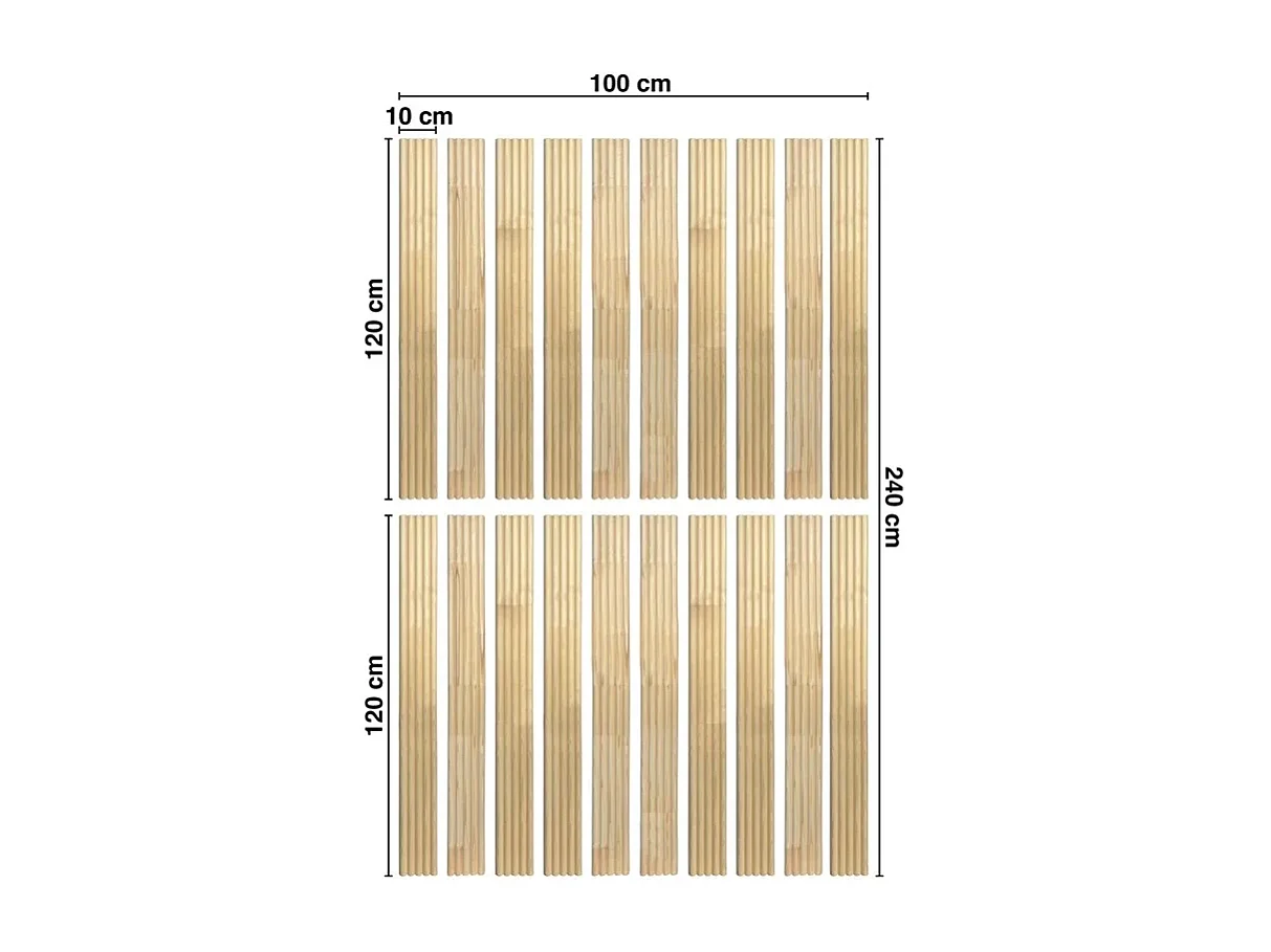 Kit de 20 moulures murales - demi-ronds - Pin abouté - 20x(120x10cm) - Prêt à coller et peindre - Fabrication française