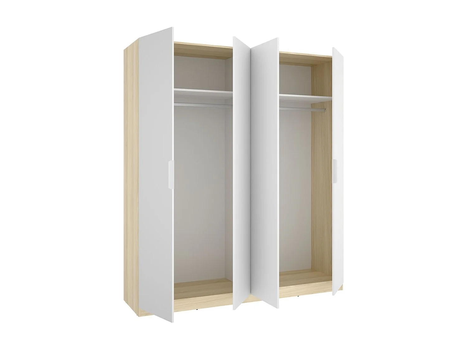 Armario Emax 4 puertas abatibles blanco/natural 203,5x182,1x51,4 cm