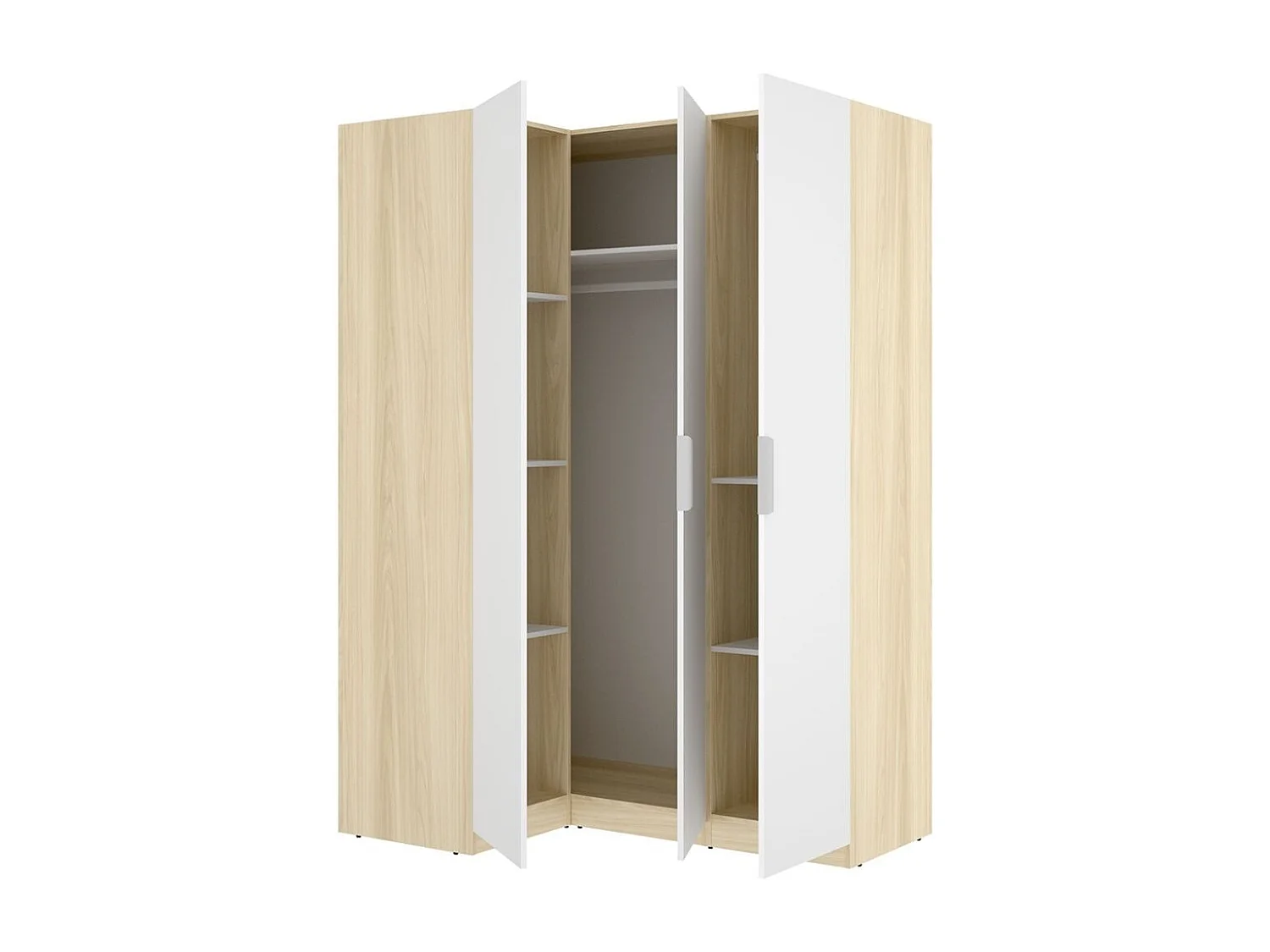 Armario esquinero Emax 3 puertas blanco/natural 203,5x142,4x95 cm