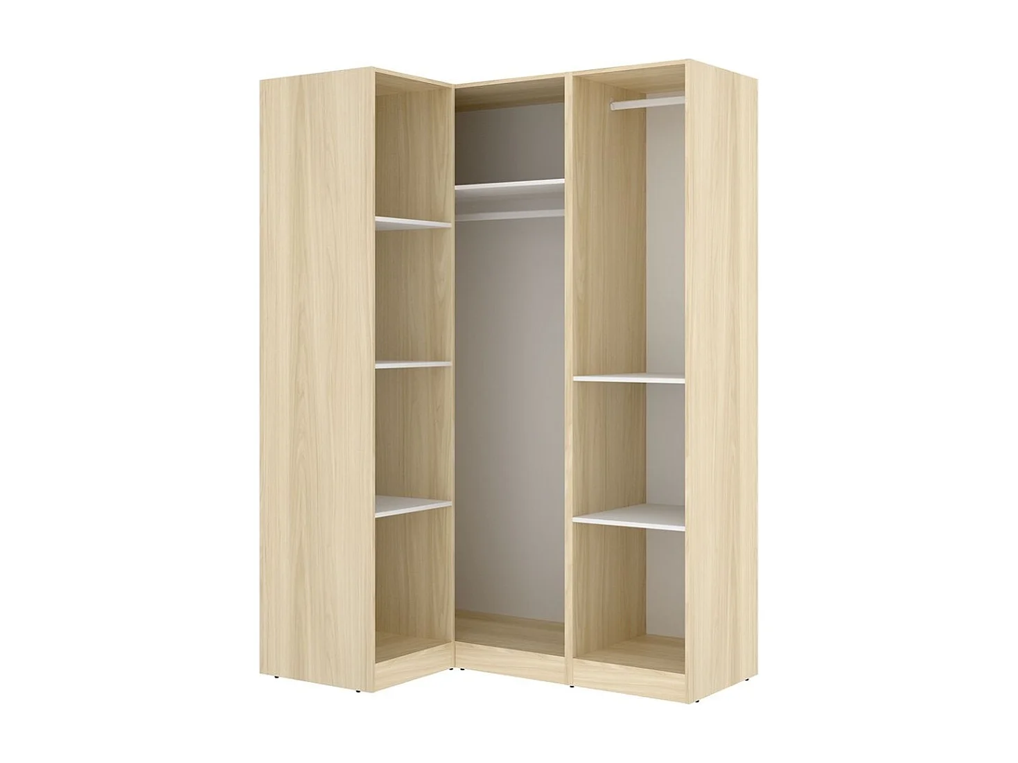 Armario esquinero Emax 3 puertas blanco/natural 203,5x142,4x95 cm