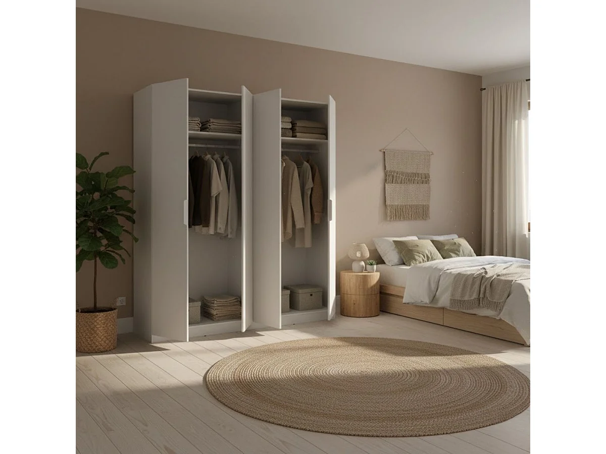 Armario Emax 4 puertas abatibles blanco 203,5x182,1x51,4 cm