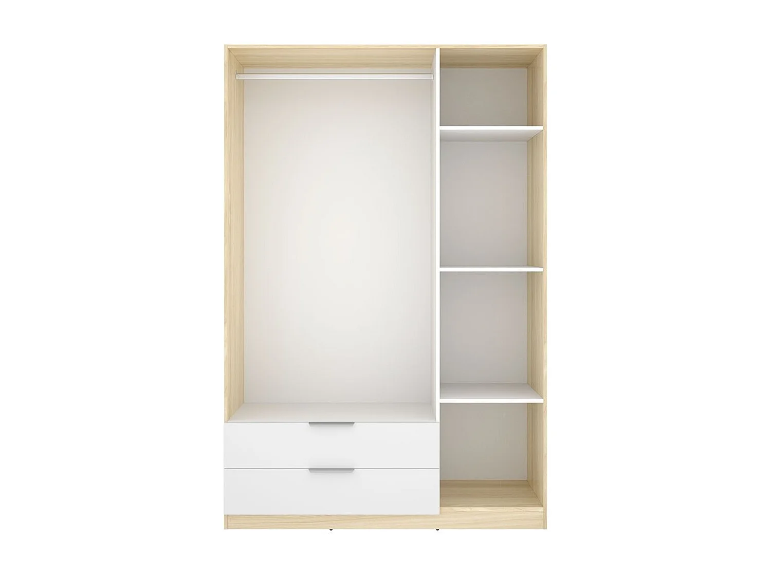 Armario Emax 3 puertas con 2 cajones blanco/natural 203,5x136,6x51,4 cm