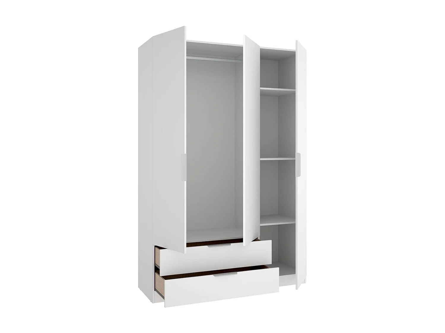 Armario Emax 3 puertas con 2 cajones blanco 203,5x136,6x51,4 cm