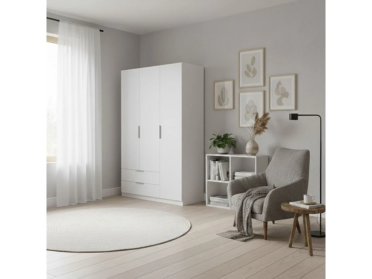 Armario Emax 3 puertas con 2 cajones blanco 203,5x136,6x51,4 cm