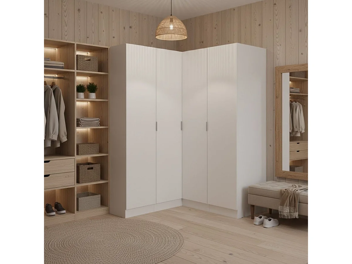 Armario esquinero Essen 4 puertas batientes blanco 184x133x131 cm