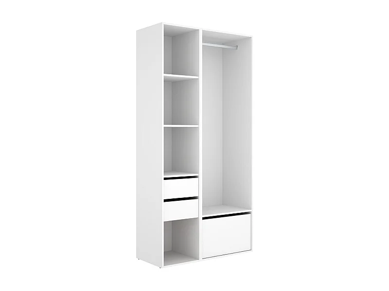 Armario vestidor Suit barra con zapatero y 4 compartimentos blanco/natural 205x99,5x45 cm