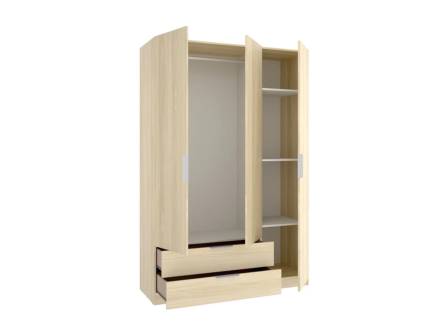 Armario Emax 3 puertas con 2 cajones natural 203,5x136,6x51,4 cm