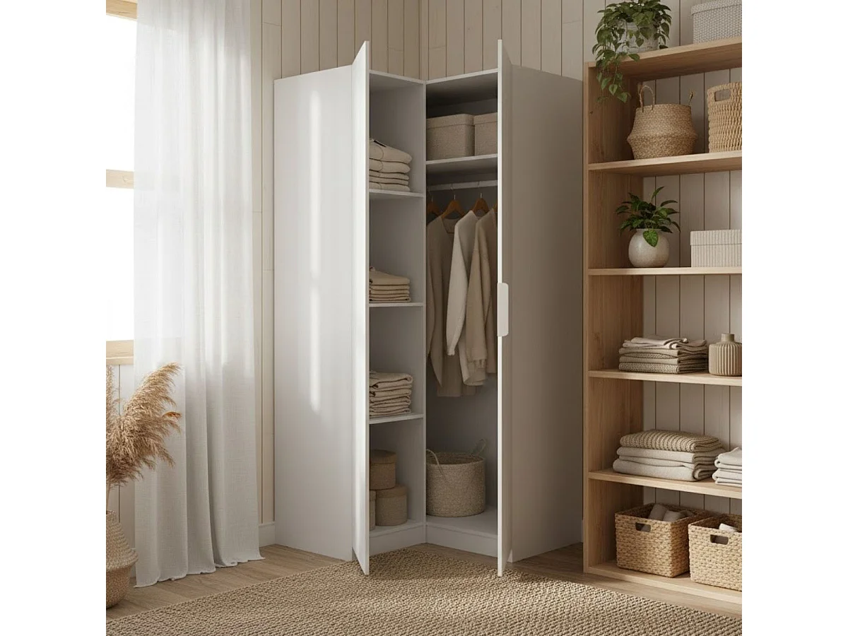 Armario esquinero Emax 2 puertas blanco 203,5x95x97 cm