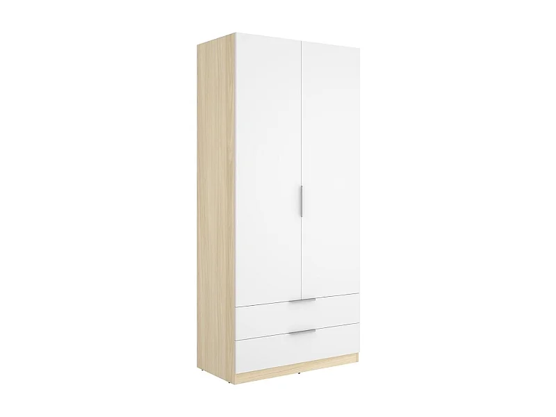 Armario Emax 2 puertas batientes y 2 cajones blanco/natural 203,5x91x51,4 cm