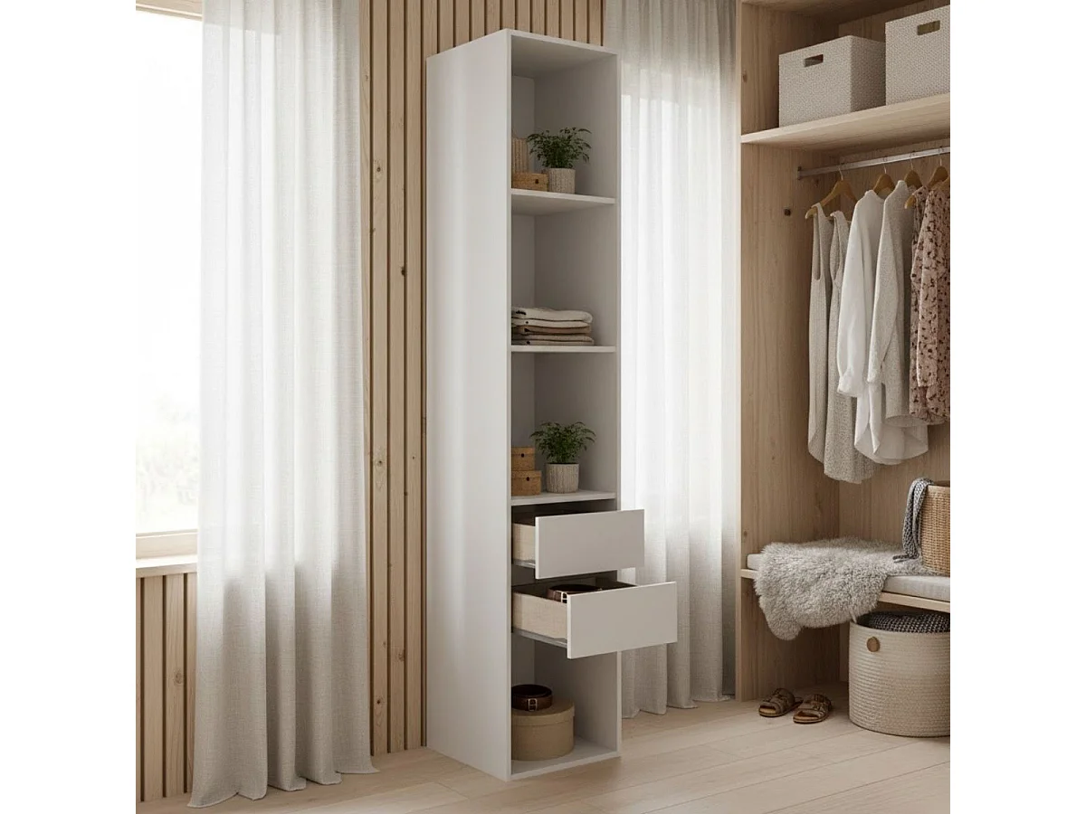 Armario vestidor Suit con trasera reversible blanco/natural 205x39,5x45 cm