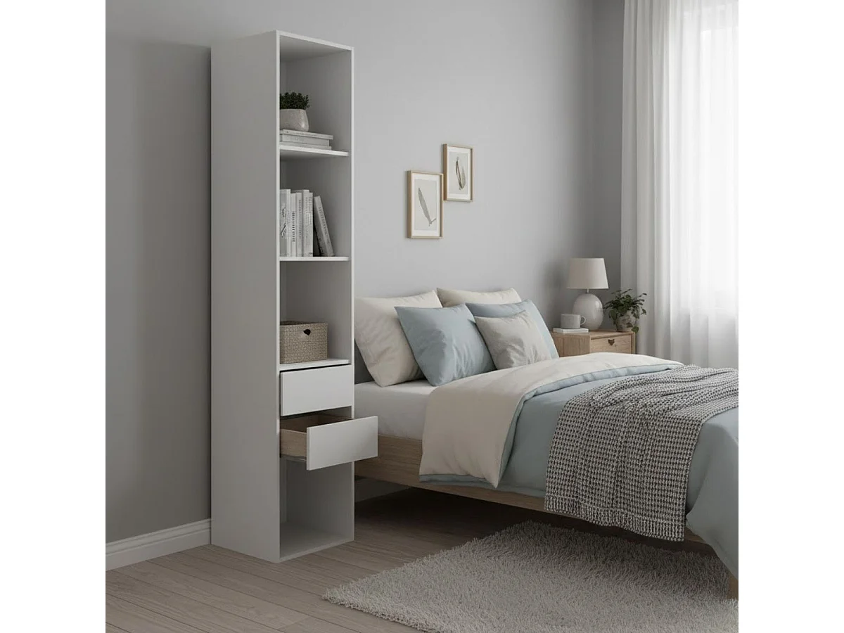 Armario vestidor Suit con trasera reversible blanco/natural 205x39,5x45 cm