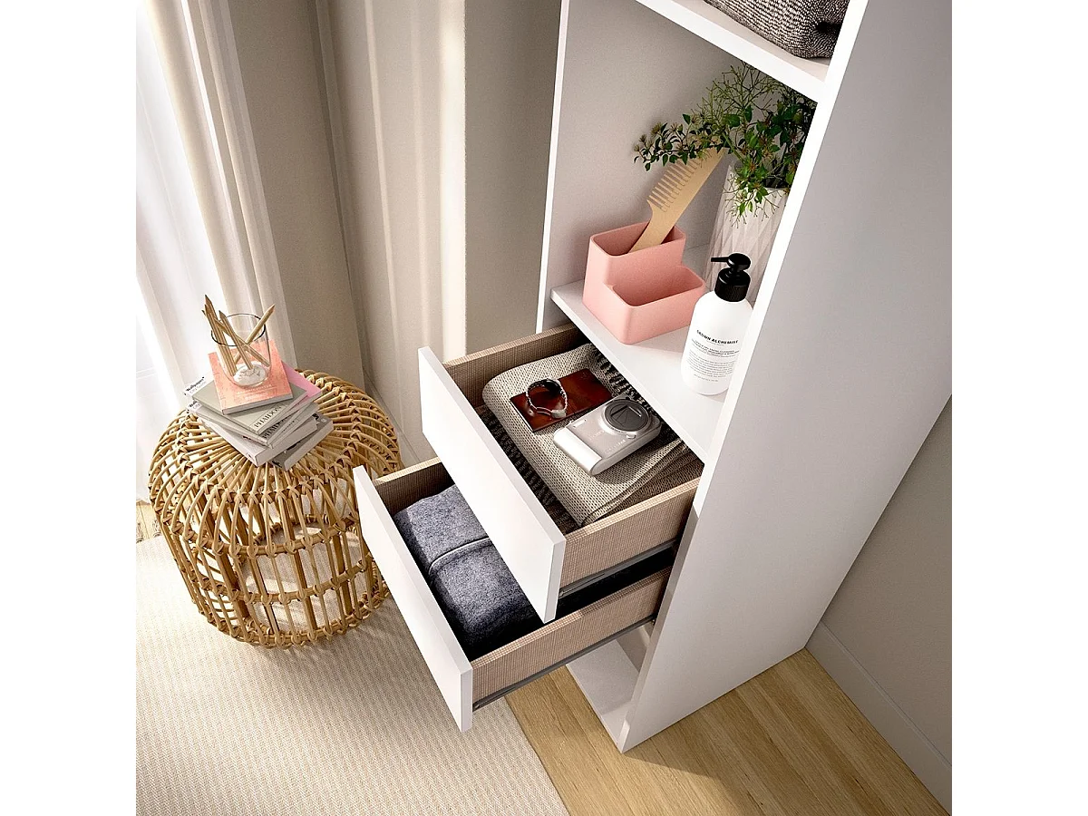 Armario vestidor Suit con trasera reversible blanco/natural 205x39,5x45 cm